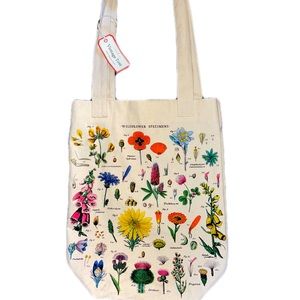 CAVALLINI CANVAS WILDFLOWER CANVAS TOTE BAG// interior pocket